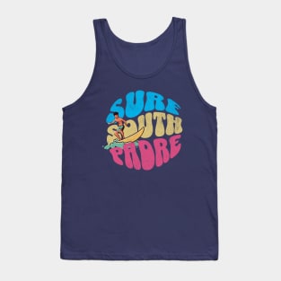 Surf South Padre Island Texas Vintage Surfboard Surfing Tank Top